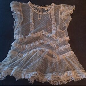 Free People Sheer White Lace Chemise